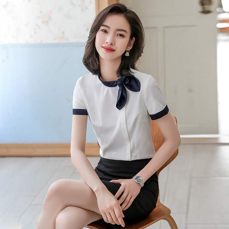 职业女套装工作服美容师院酒店经理前台接待短袖衬衫夏季时尚气质