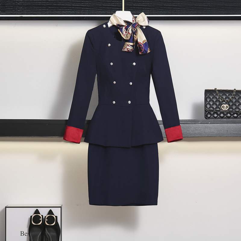 空姐制服职业套装女时尚气质酒店前台工装女珠宝店美容师工作服春