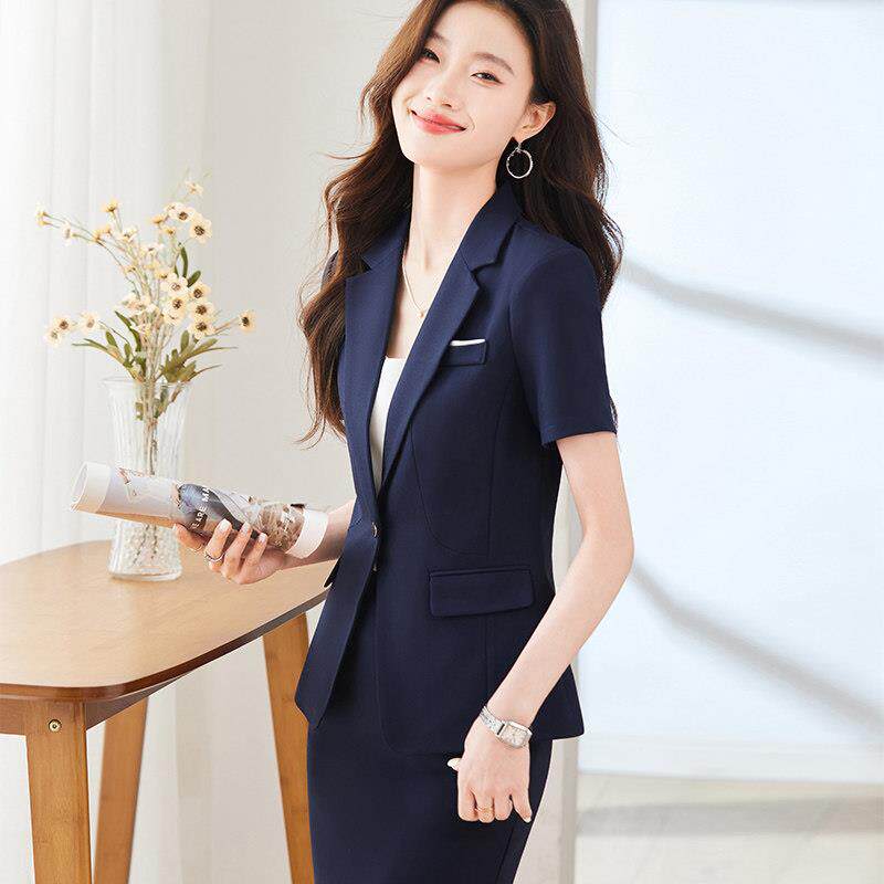 夏季短袖西装外套女2026新款气质职业正装酒店前台经理工作服套装