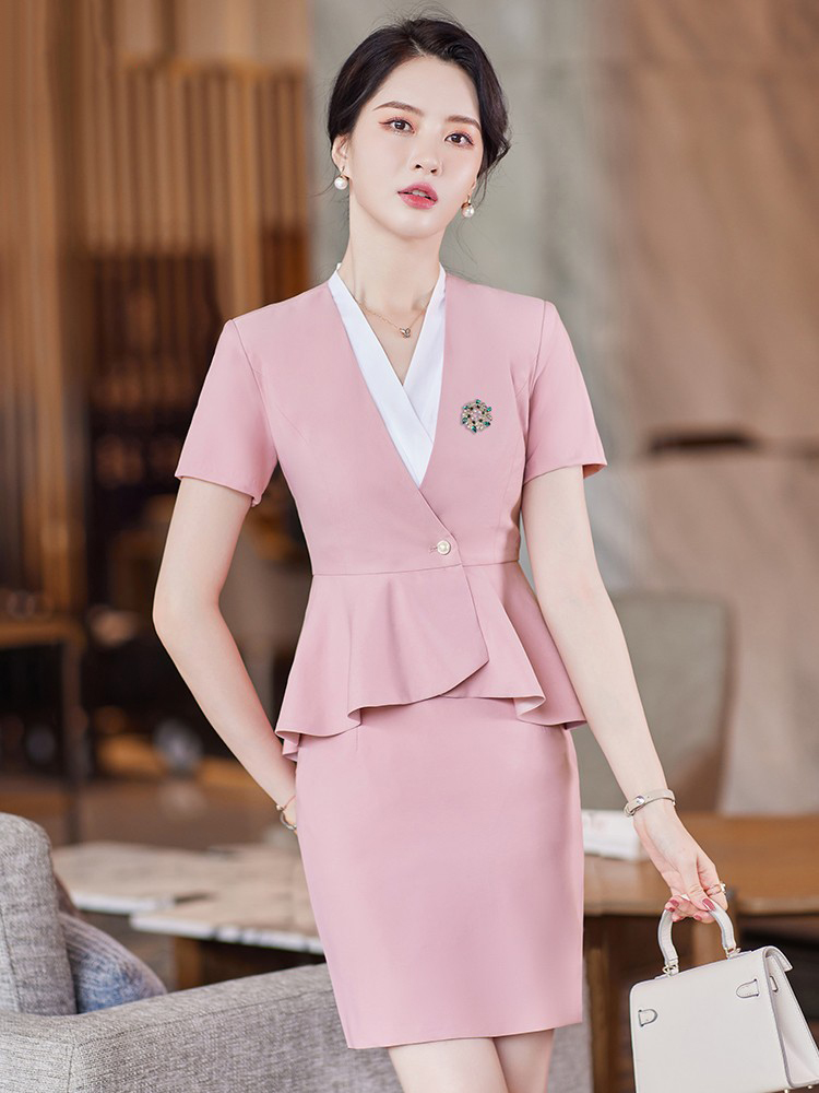 美容师工作服套裙夏季女神范显瘦酒店前台职业装时尚珠宝店工装薄