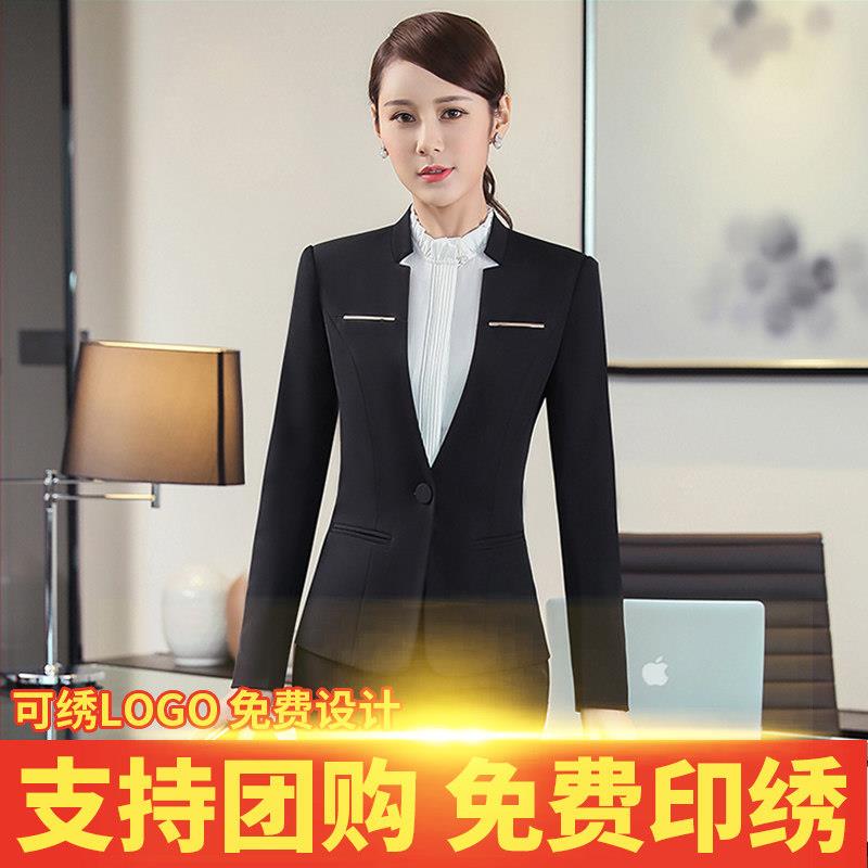 酒店前台收银领班 经理餐饮服务员工作服长袖西服职业套装女秋冬