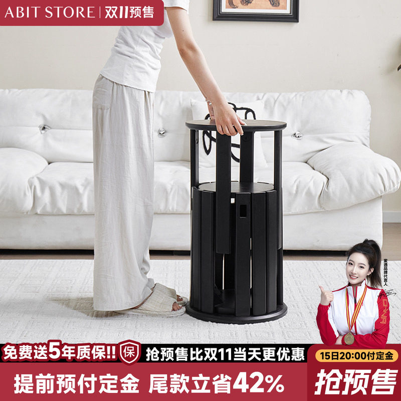 实木凳子可叠放圆凳家用组合凳客厅板凳叠叠乐堆叠凳黑色餐桌凳子