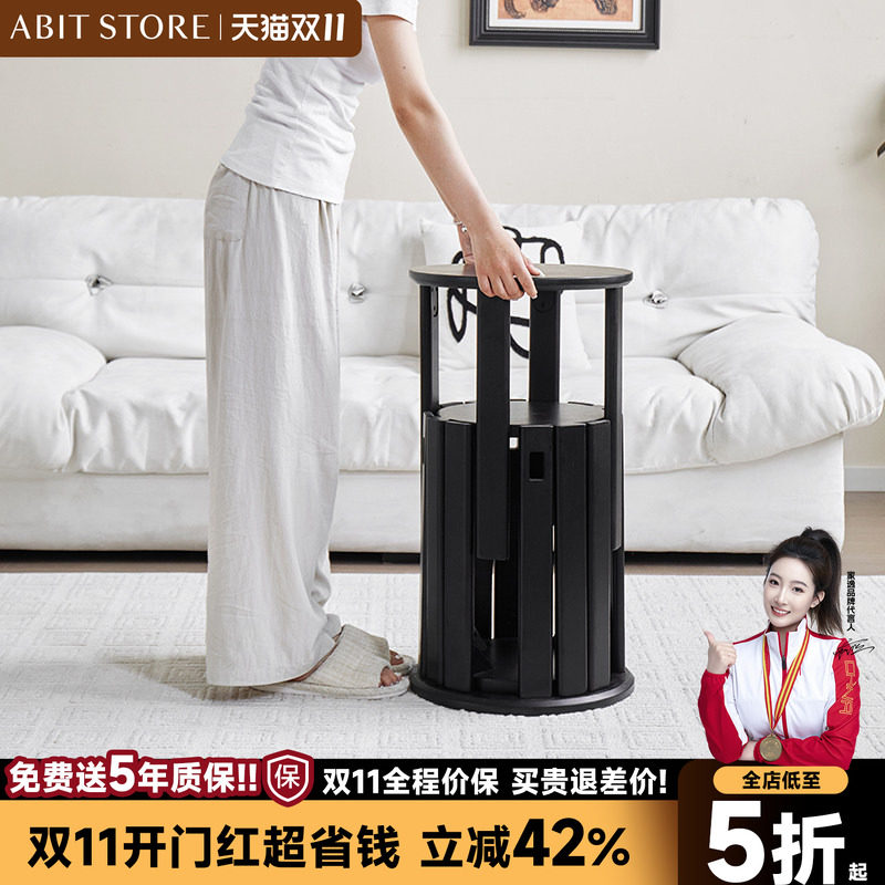 实木凳子可叠放圆凳家用组合凳客厅板凳叠叠乐堆叠凳黑色餐桌凳子