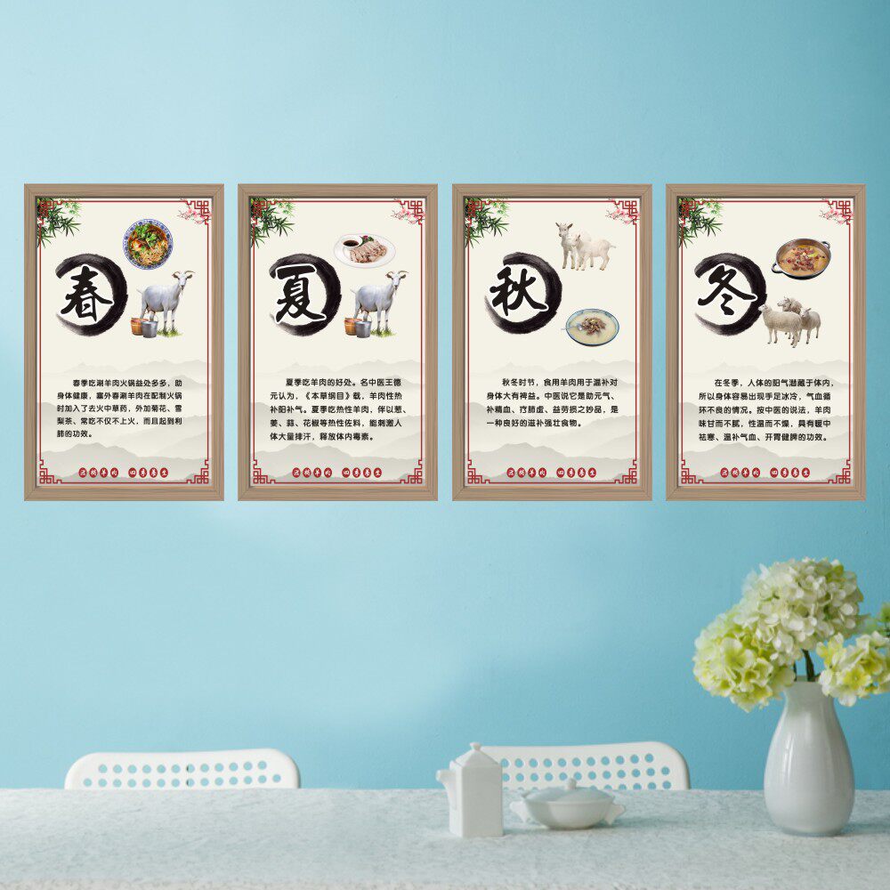 春夏秋冬吃羊肉的好处图片羊肉功效羊肉汤贴纸贴画羊汤馆墙贴海报
