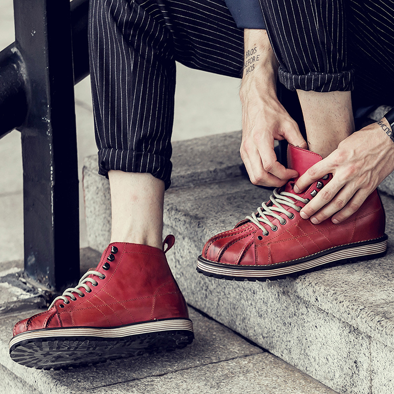 贝壳头男士靴子马丁靴英伦复古