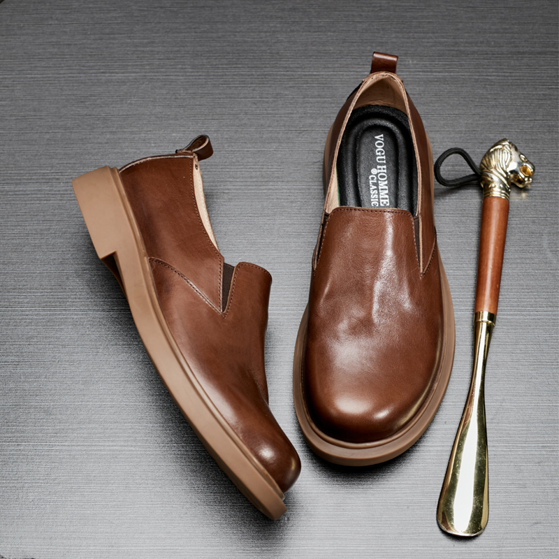 休闲皮鞋透气鞋子平底男鞋