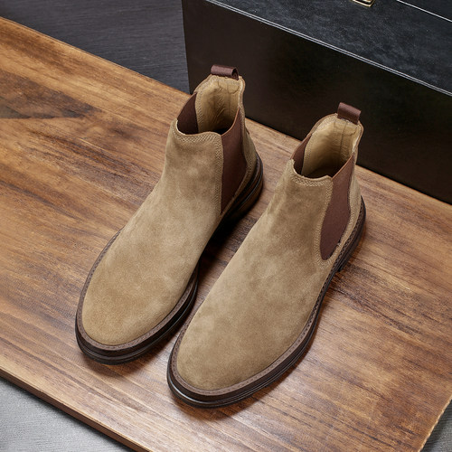 中帮切尔西靴男秋冬牛皮