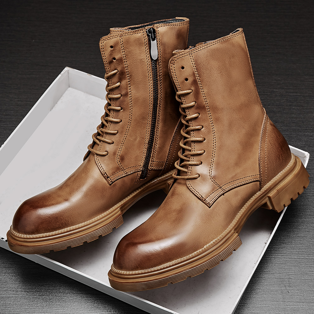 马丁靴男真皮皮秋冬高帮时尚皮靴