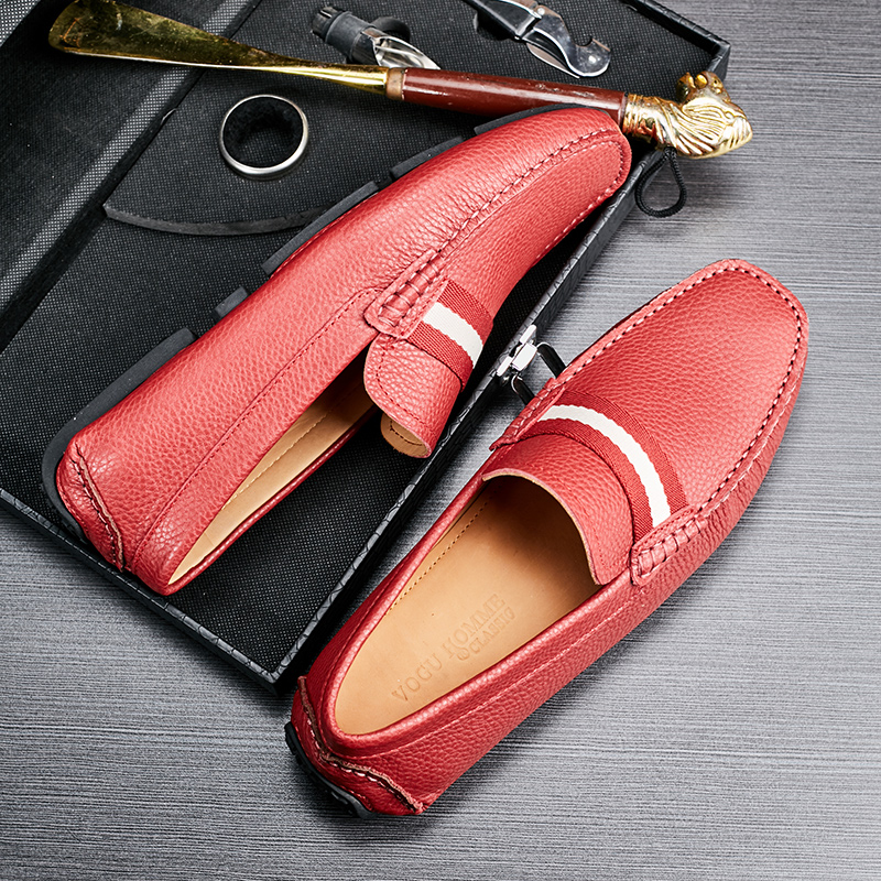 本命年红色套脚英伦男潮豆豆鞋