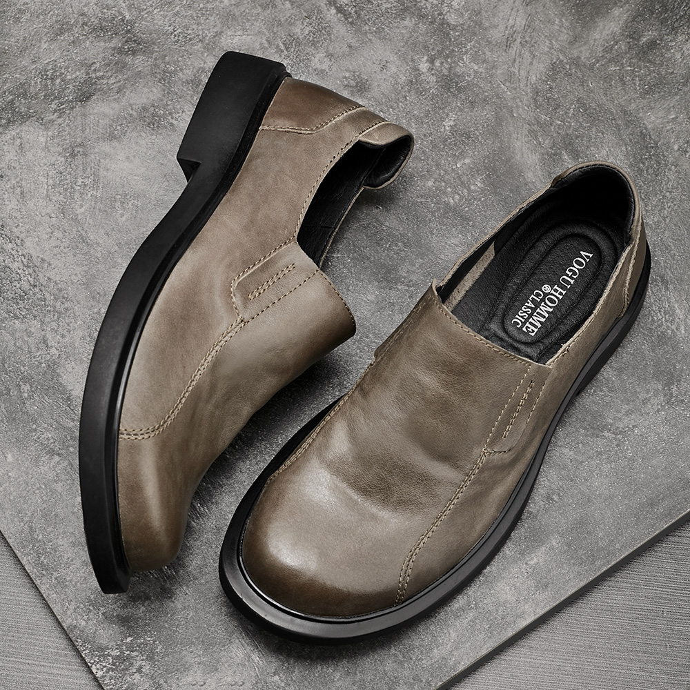 套脚透气商务百搭休闲皮鞋