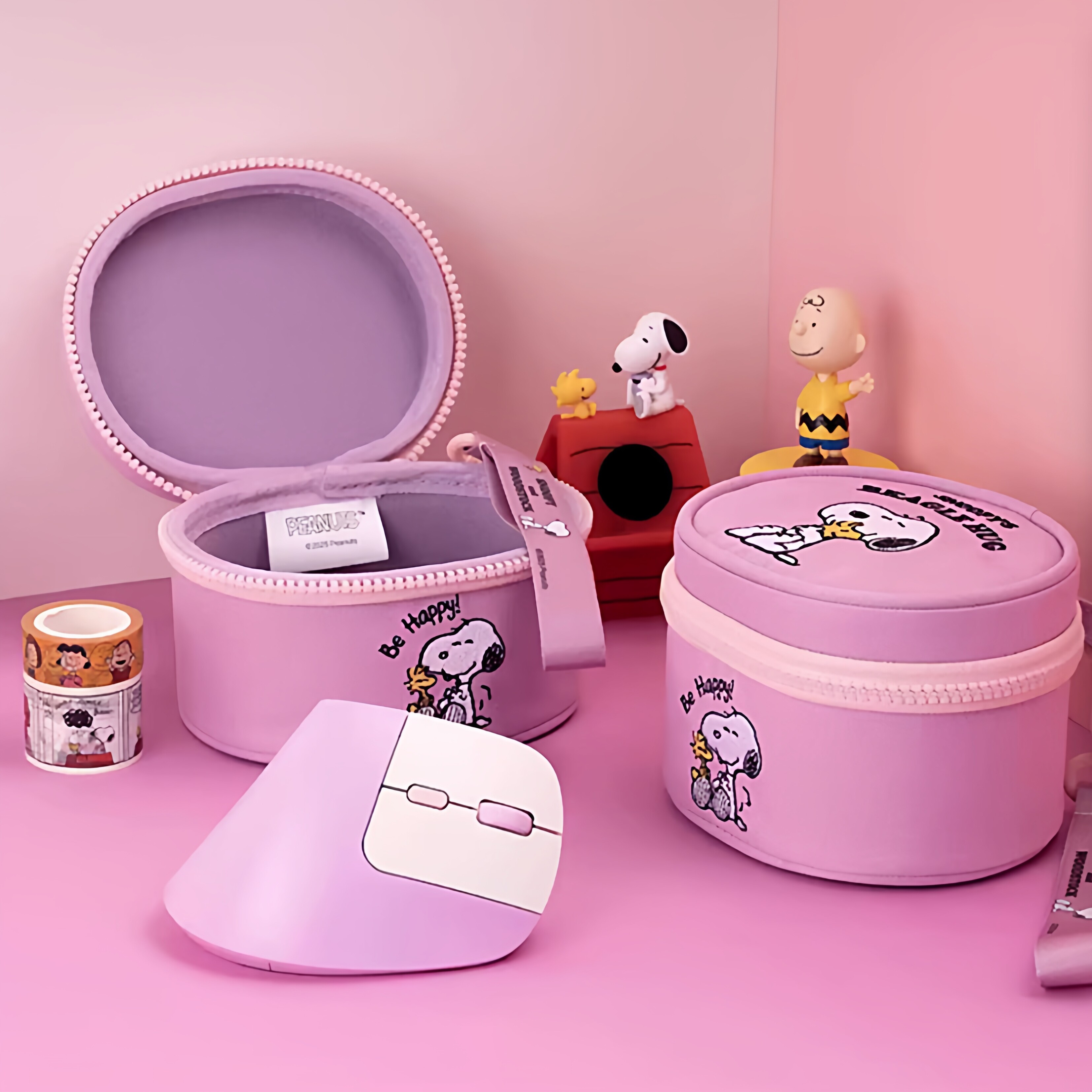 韩国正版snoopy粉色史努比舒适直立竖握无线充电静音鼠标办公学习