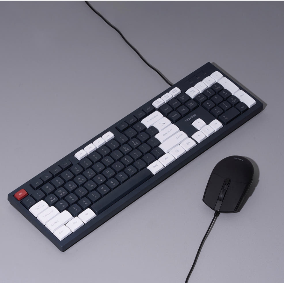 黑白拼色有线静音键鼠套装