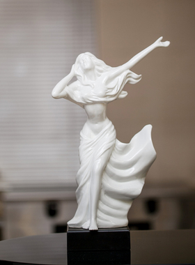 欧美风格创意风之女神手工成型流苏玉瓷家居摆件客厅玄关书房精品