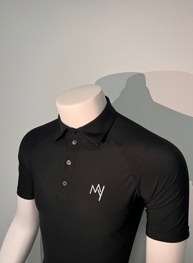 黑色摩登舞男士夏季短袖上衣MY003 POLO领动感面料吸汗不扎皮肤