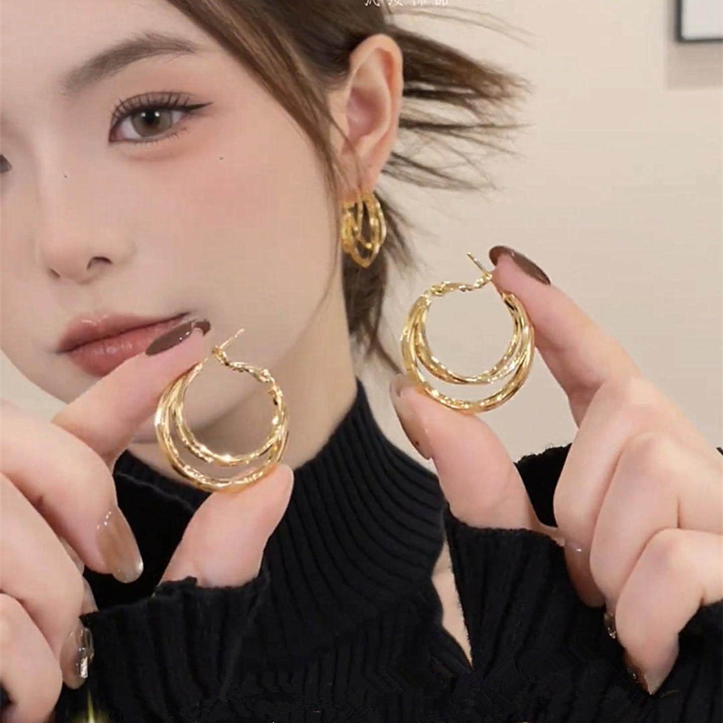 2026新款个性时尚简约金属多层耳圈银耳环925纯银针气质轻奢耳饰,饰品/流行首饰/时尚饰品新,银饰耳饰,淘宝优惠券,粉丝福利购,淘宝优惠卷