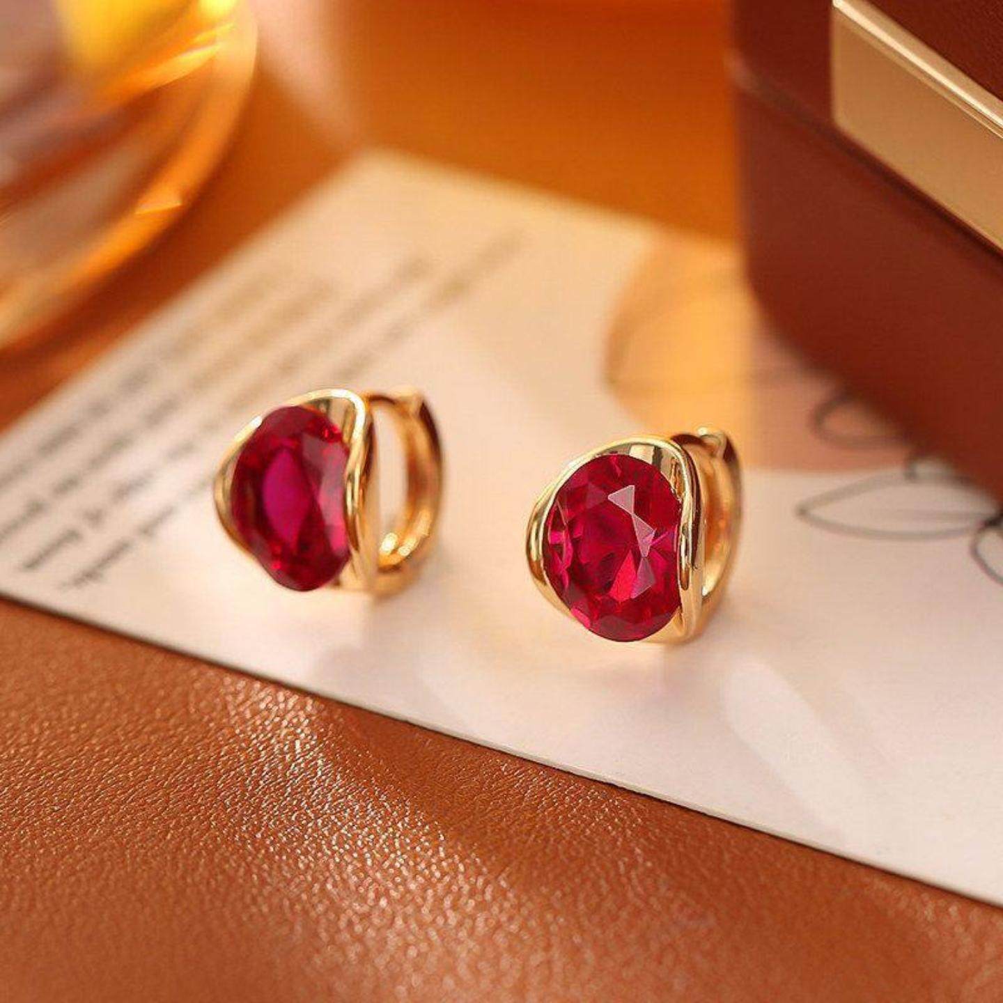 2026新款红色锆石银耳环925纯银针高级感时尚气质耳饰网红耳扣女,珠宝/钻石/翡翠,合成碳硅石耳饰,淘宝优惠券,粉丝福利购,淘宝优惠卷