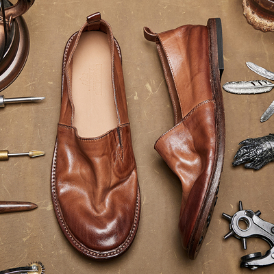 一脚蹬百搭休闲乐福鞋复古圆头