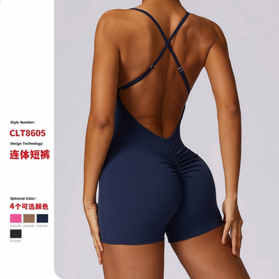 速干裸感提臀运动连体服女