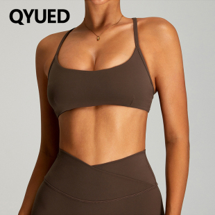 欧美裸感紧身美背瑜伽文胸女调节吊带瑜伽服外穿跑步健身运动内衣