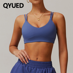 聚龙交叉美背瑜伽文胸运动裸感外穿内衣户外跑步健身运动背心防震