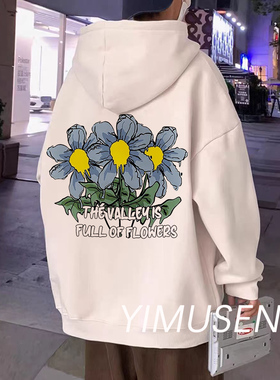 美式小众oersize秋冬重磅卫衣男女慵懒风ins潮牌春秋薄款连帽上衣