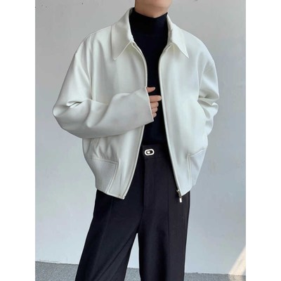 白色cleanfit外套男高级感春秋季垫肩行政夹克短款开衫拉链棒球服