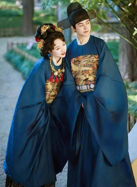 出租中式明制马面裙汉服圆领袍爸爸妈妈父母装婚礼主持礼服租赁