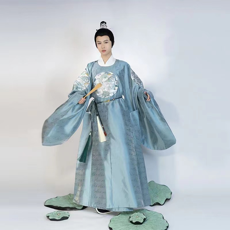 出租中式婚礼伴郎服明制圆领袍男款演出服春夏款国庆表演踏春出游