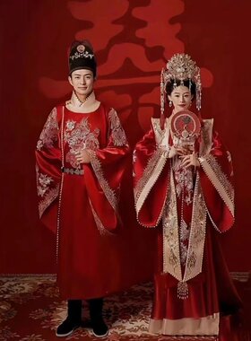 出租明制汉服婚服情侣套装中式集体婚礼凤冠霞帔中国风高端秀禾服
