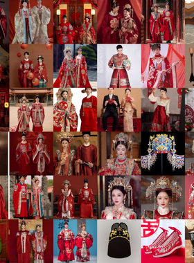 出租汉服[婚服]七夕中式婚礼凤冠明制宋制新郎新娘汉式集体婚礼