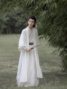 出租男春夏款宋制交领齐腰侠客情侣书生汉服套装中秋后羿演出服