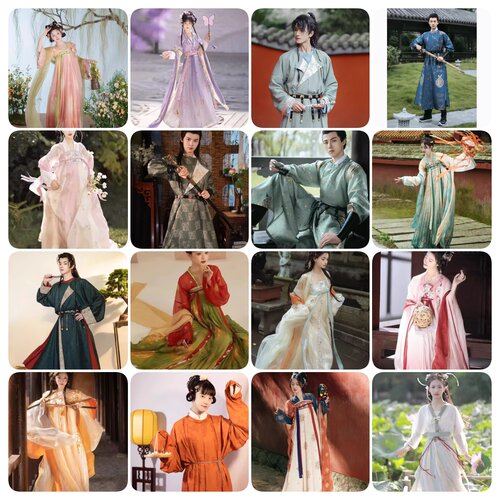 出租【唐制】坦领齐腰襦裙女汉服古风舞蹈服七夕节汉服走秀款活动