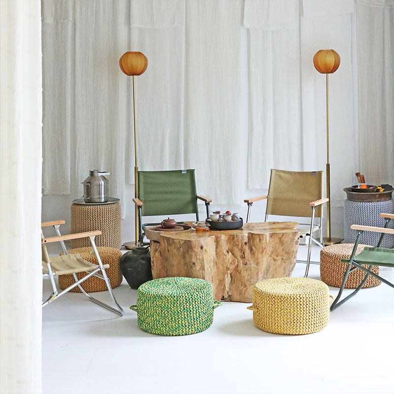 弋采民宿样板房侘寂风手工编织不变形防霉蒲团飘窗垫坐垫布艺茶几