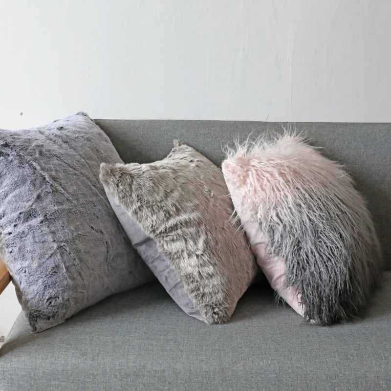 时尚风渐变仿滩羊毛荷兰绒抱枕套