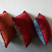 清仓弋采现代新中式 饰靠垫抱枕腰枕套 简约样板房绒布撞色纯色装