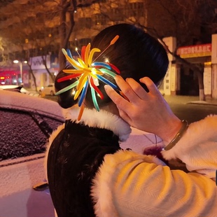 吉祥如意花簪发光发夹发饰新年春节扭扭棒烟火手工diy材发光发夹