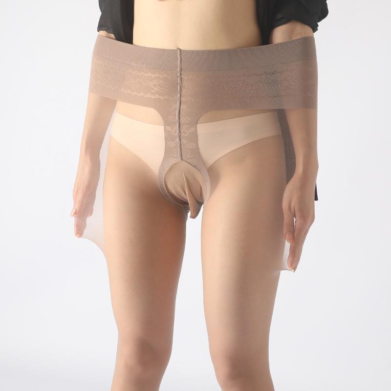 加大码男士jj套蜜桃臀200斤超薄丝袜防勾丝连袜性感隐形5d光腿袜