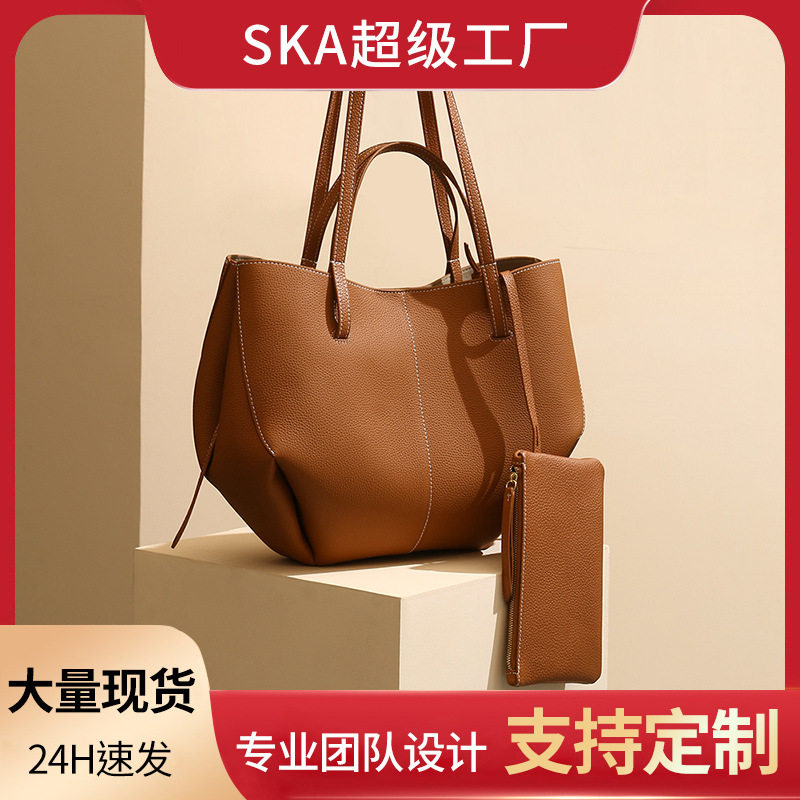 热销头层牛皮手提包真皮女包高级感轻奢包包斜挎女托特包大容量女