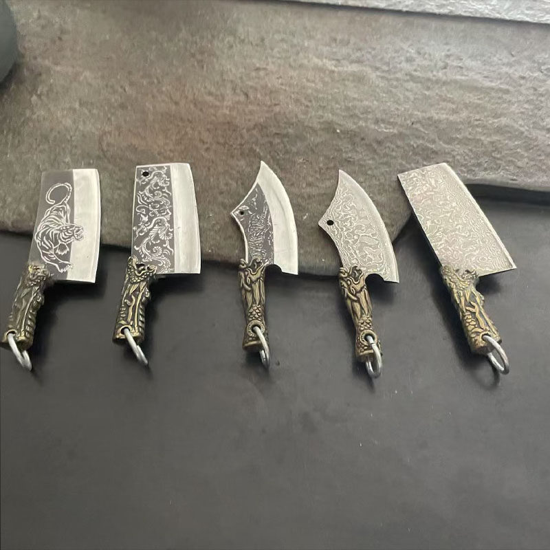 迷你小菜刀模型把玩家用随身袖珍小刀挂饰多功能拆快递收藏工艺品
