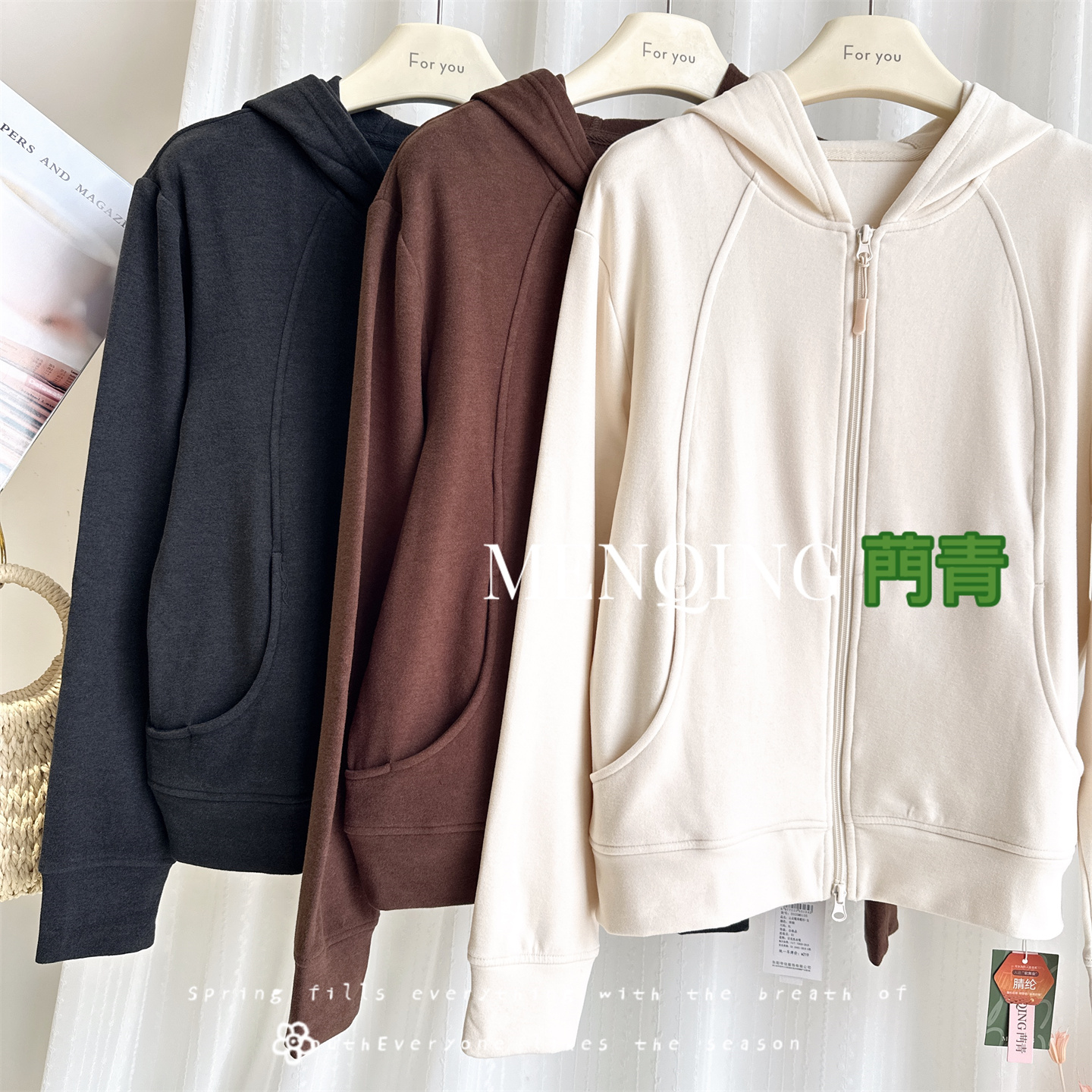 女士2025秋冬糯米帽衫