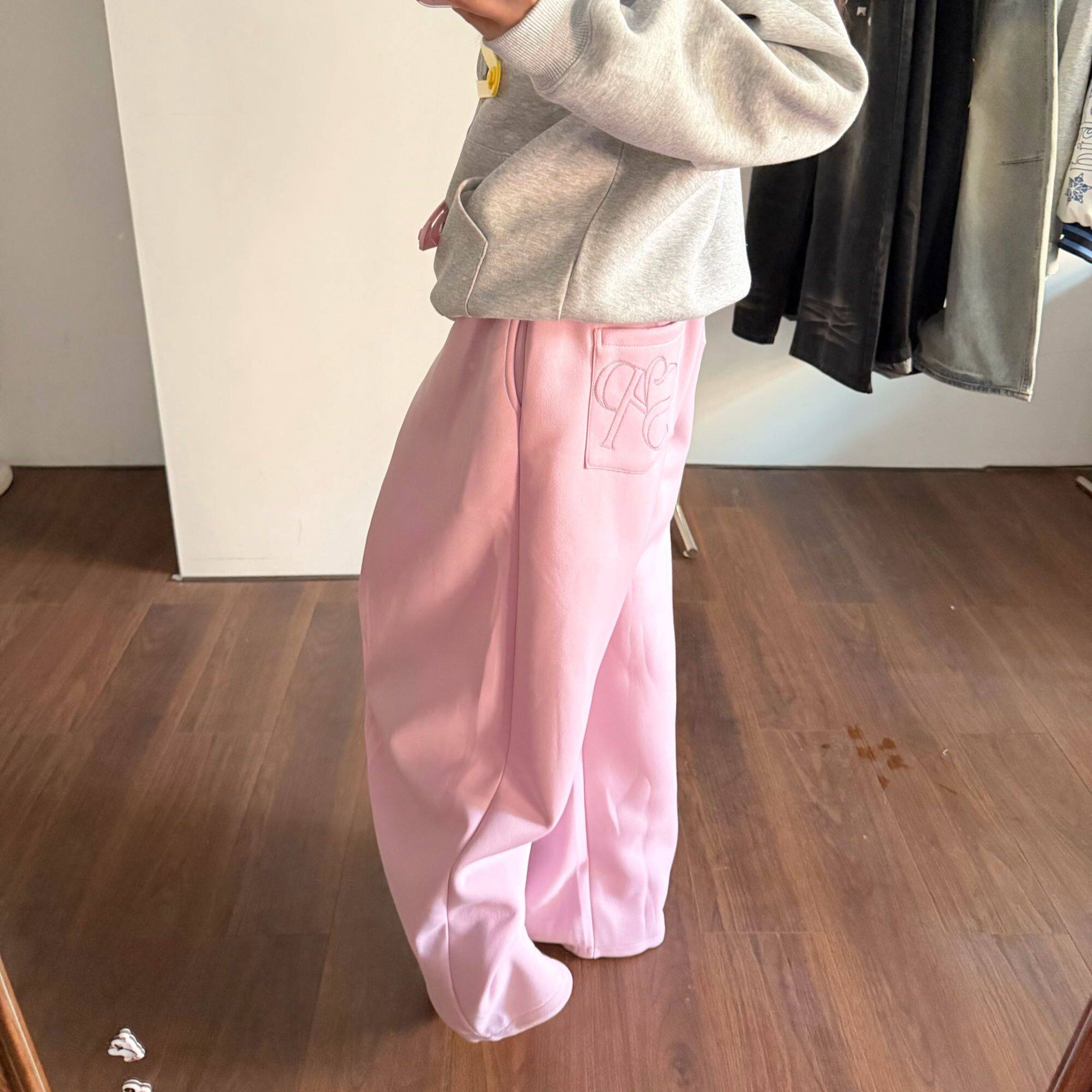 AMER 国潮美式复古抽绳三色阔腿休闲卫裤春季百搭情侣款