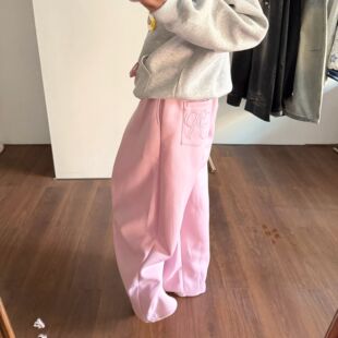 百搭情侣款 AMER 春季 复古抽绳三色阔腿休闲卫裤 国潮美式