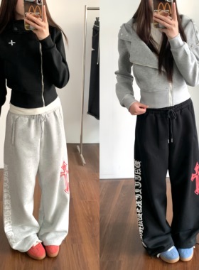 AMER 国潮美式复古斜拉链设计刺绣小标立领连帽卫衣百搭辣妹风