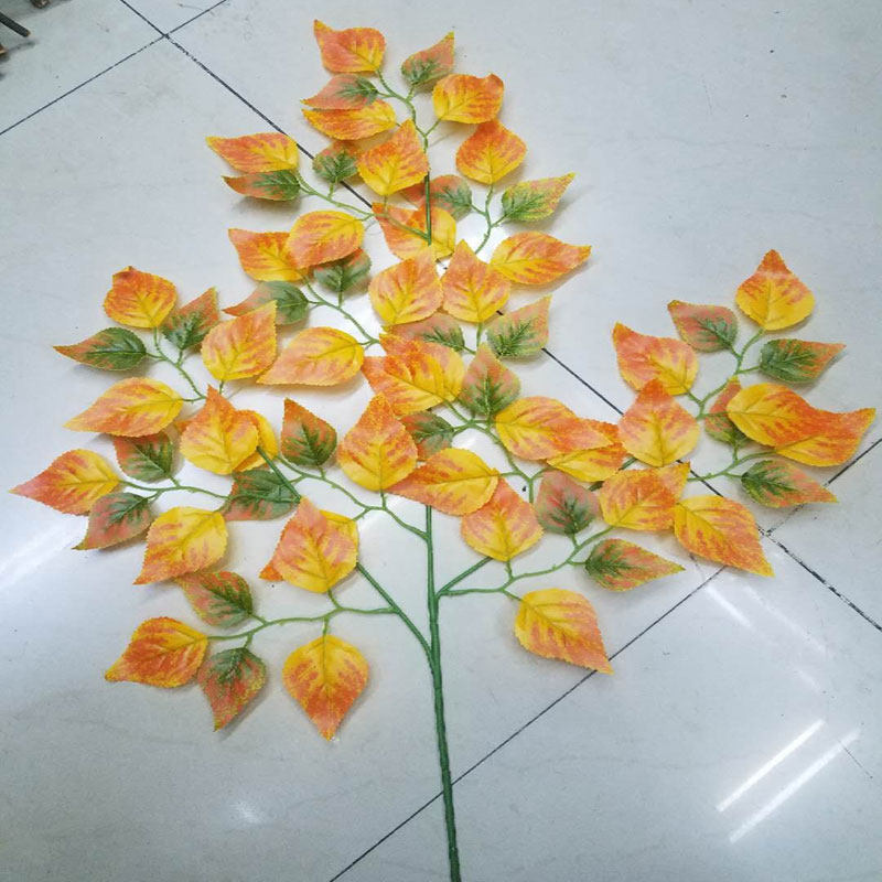 仿真桦树叶过胶桦树叶白桦干树枝枯树装饰叶子黄色绿色白桦树叶