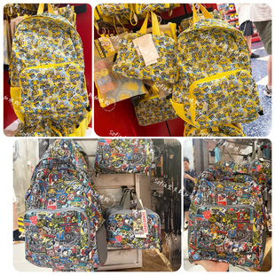 现货新加坡环球影城纪念品小黄人变形金刚折叠包收纳包双肩包背包