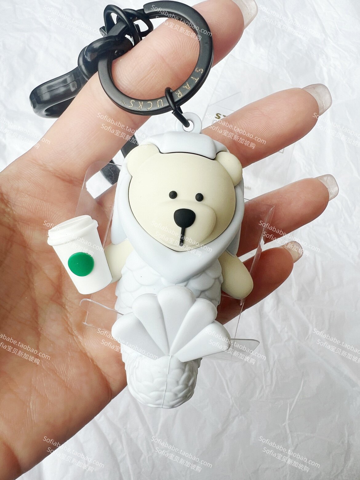 现货新加坡本土星巴克采购星巴克小鱼尾狮钥匙扣挂饰旅游纪念礼品