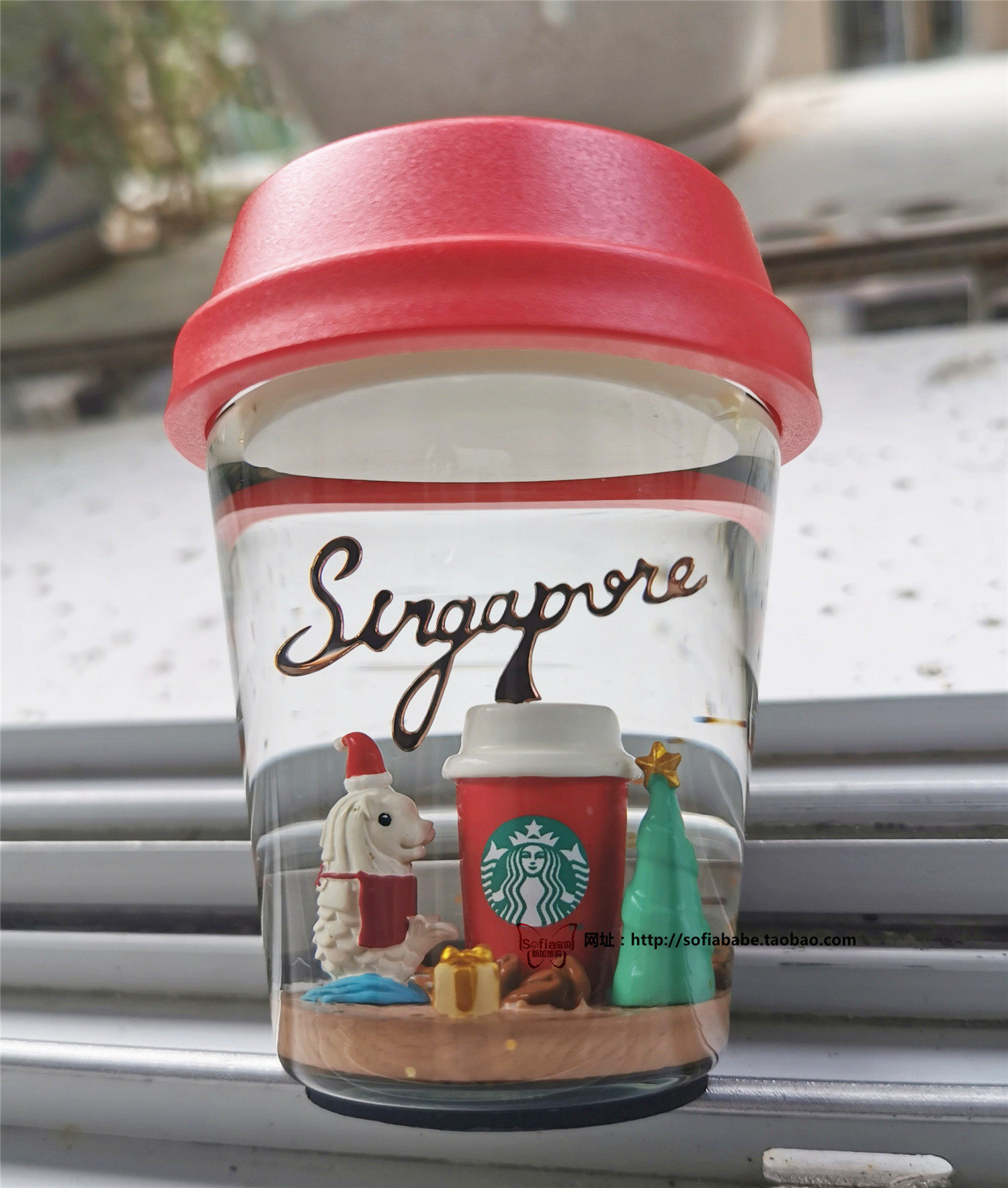 现货新加坡本土星巴克旅游纪念品2019年圣诞节限量款鱼尾狮水晶球