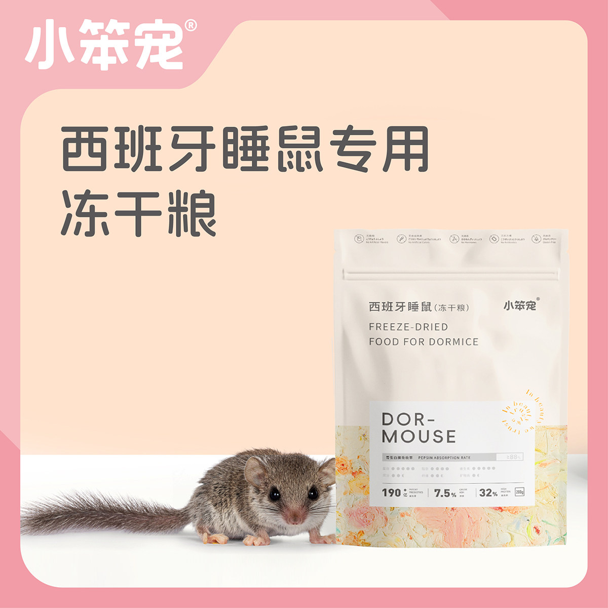 【一只笨鼠】西班牙睡鼠粮食成年鼠粮拇指鼠食物高蛋白冻干粮