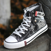 潮鞋 子 高帮帆布鞋 高邦平跟男鞋 鞋 四季 韩版 板鞋 休闲鞋 男士 2026春季