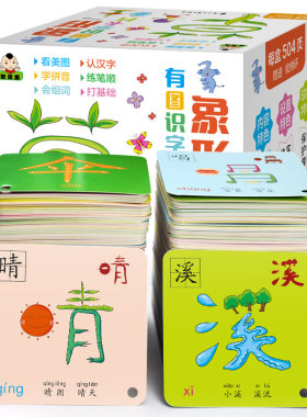 【504页】象形有图识字卡片 小儿识字字卡 形象认字卡片学龄前儿童宝宝幼儿直映趣味看图识字幼儿园小班 0-3-6岁全套启蒙早教书籍